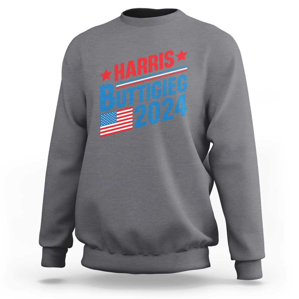 Harris Buttigieg 2024 Sweatshirt Presidential Election American Flag - Wonder Print Shop