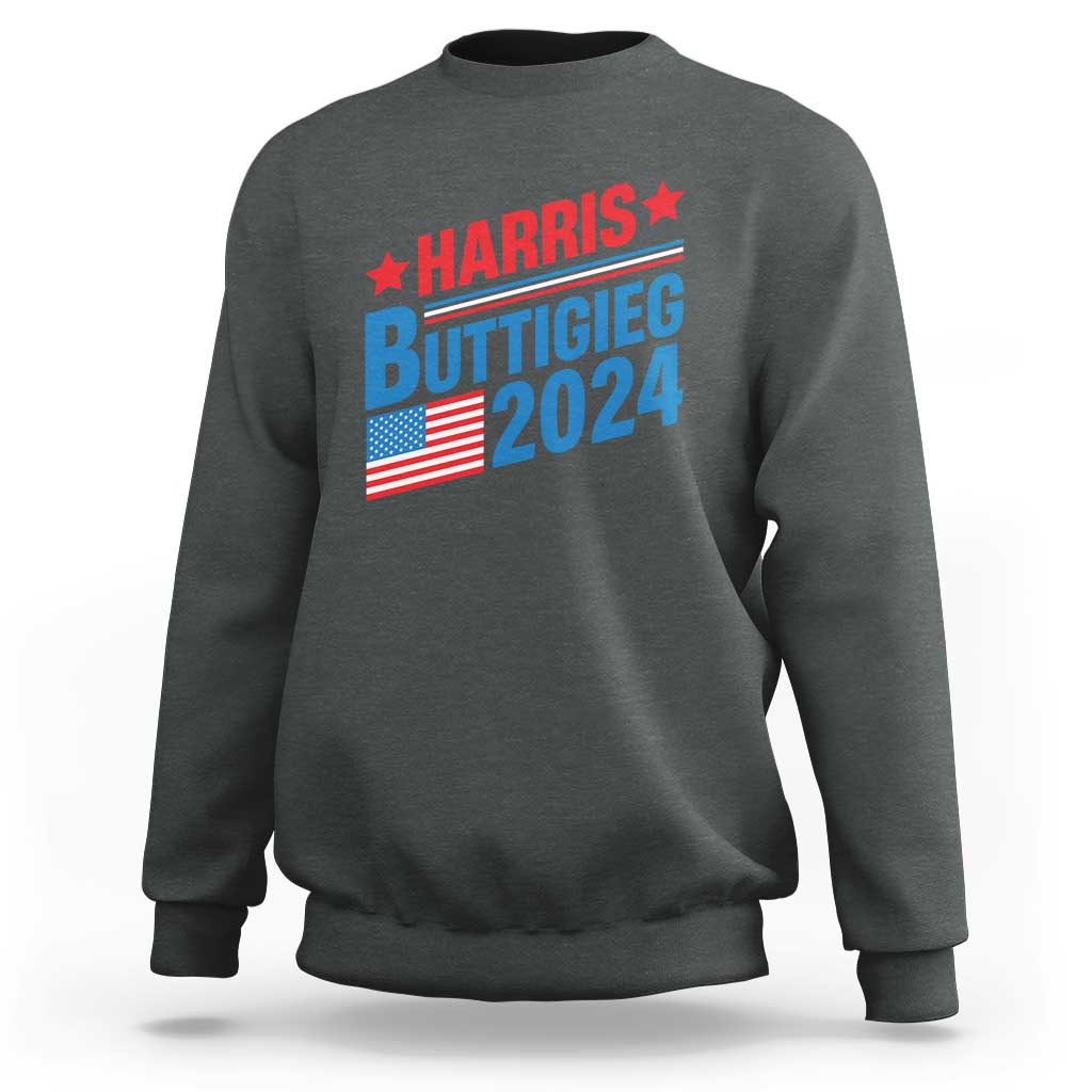 Harris Buttigieg 2024 Sweatshirt Presidential Election American Flag - Wonder Print Shop