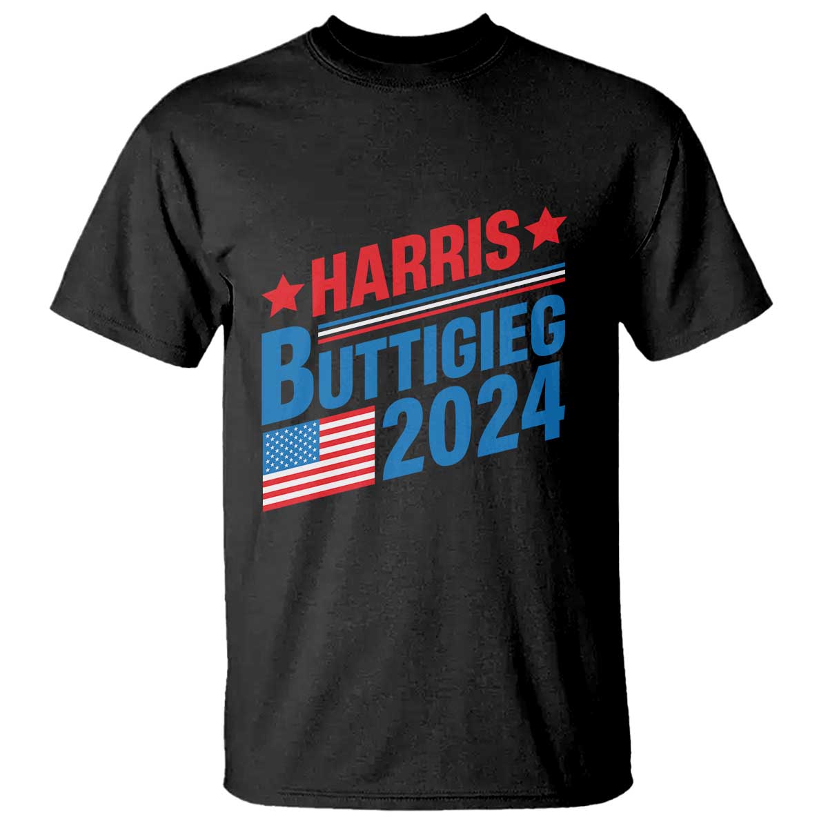 Harris Buttigieg 2024 T Shirt Presidential Election American Flag - Wonder Print Shop