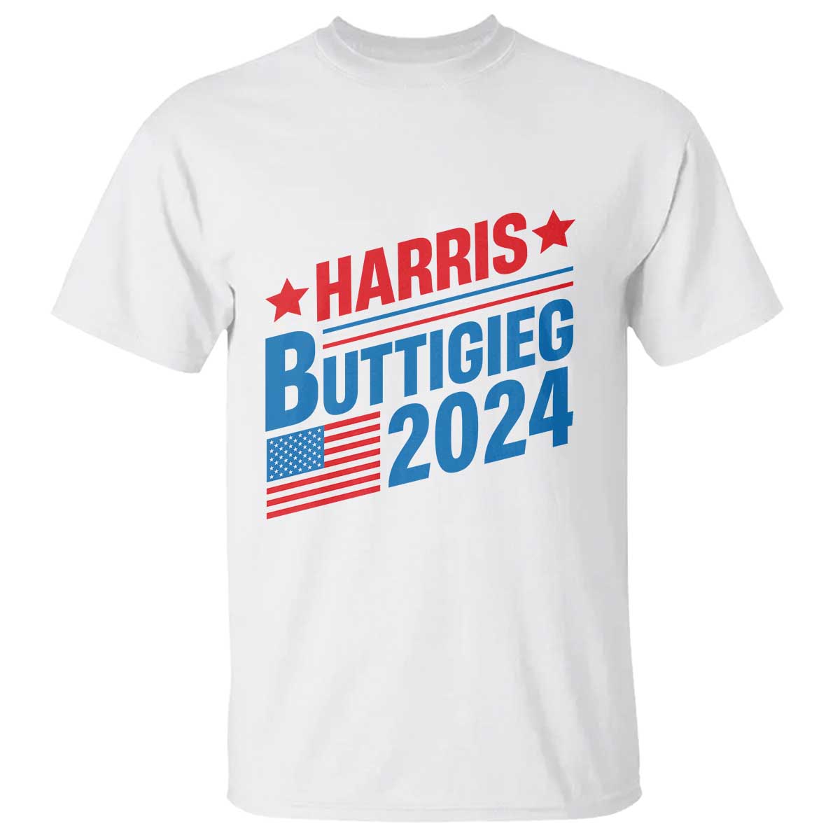 Harris Buttigieg 2024 T Shirt Presidential Election American Flag - Wonder Print Shop