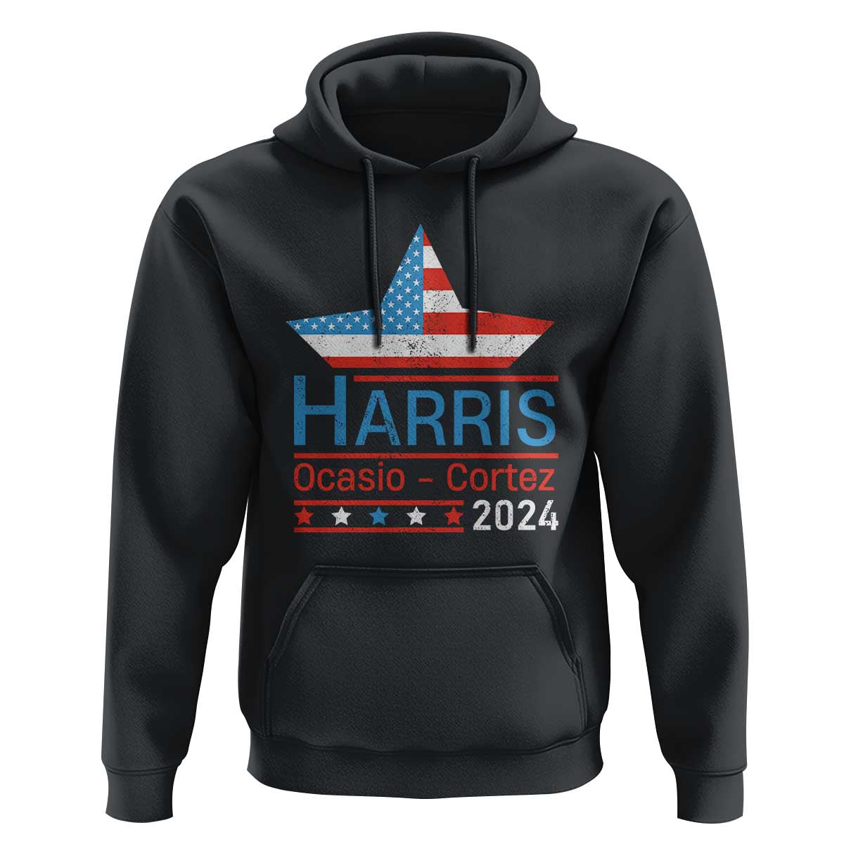 Harris Ocasio Cortez 2024 Hoodie American Flag Election Star - Wonder Print Shop