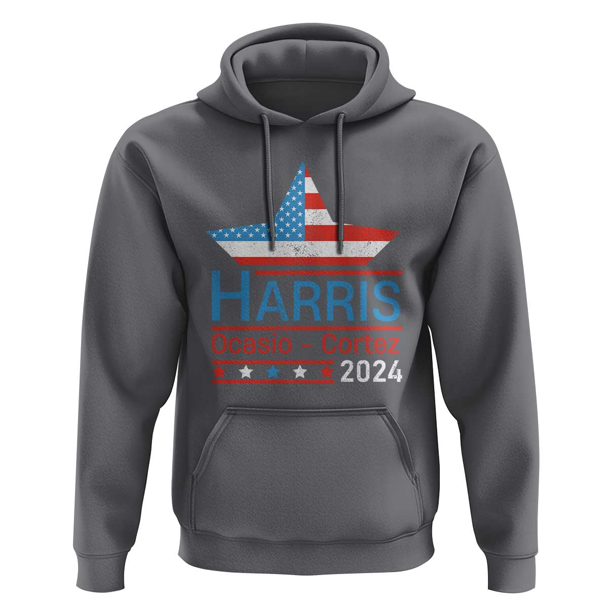 Harris Ocasio Cortez 2024 Hoodie American Flag Election Star - Wonder Print Shop