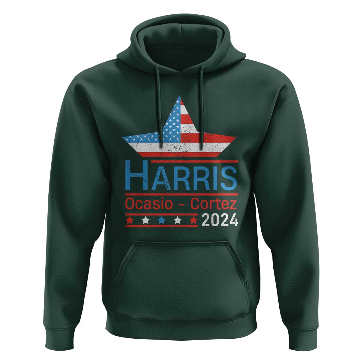 Harris Ocasio Cortez 2024 Hoodie American Flag Election Star - Wonder Print Shop