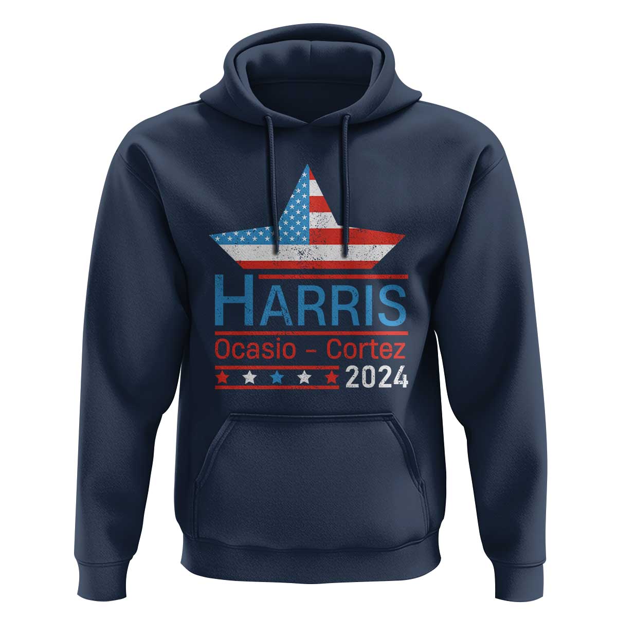 Harris Ocasio Cortez 2024 Hoodie American Flag Election Star - Wonder Print Shop