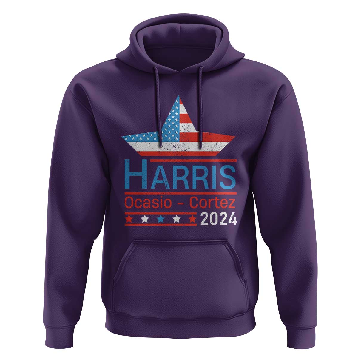 Harris Ocasio Cortez 2024 Hoodie American Flag Election Star - Wonder Print Shop