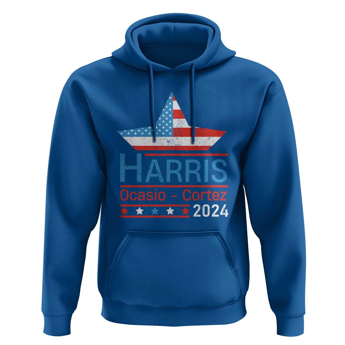 Harris Ocasio Cortez 2024 Hoodie American Flag Election Star - Wonder Print Shop