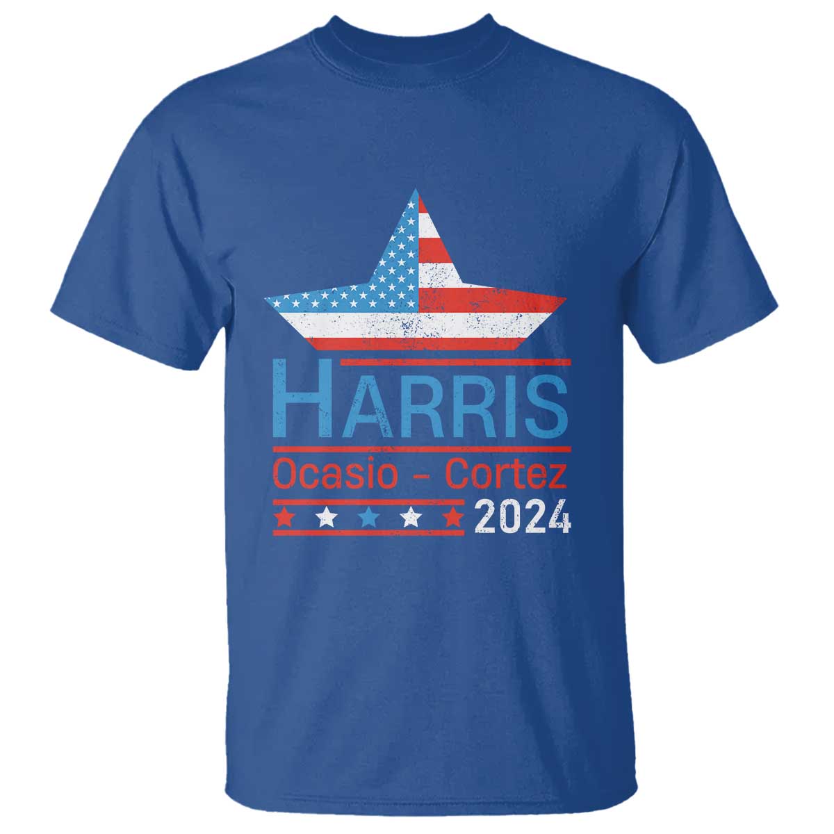Harris Ocasio Cortez 2024 T Shirt American Flag Election Star - Wonder Print Shop