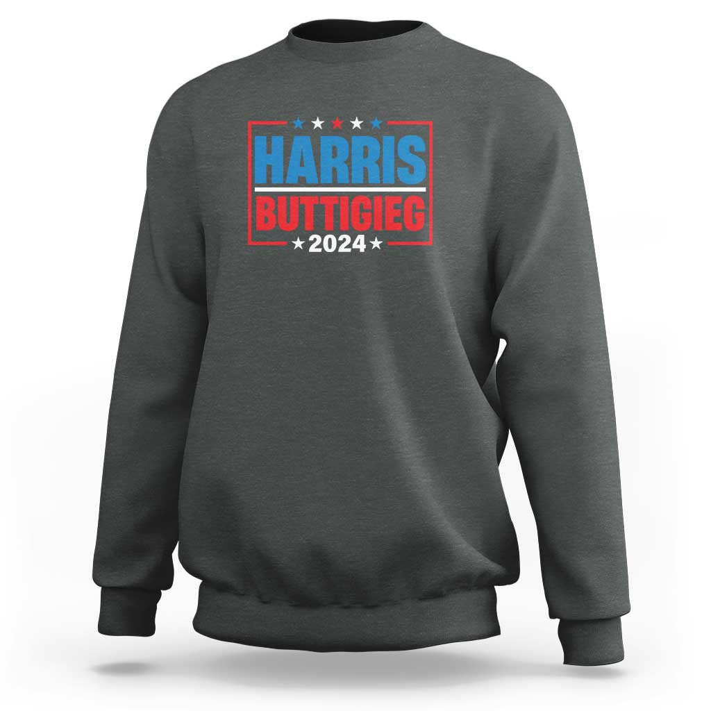 Harris Buttigieg 2024 Sweatshirt Presidential Election American Flag Star - Wonder Print Shop
