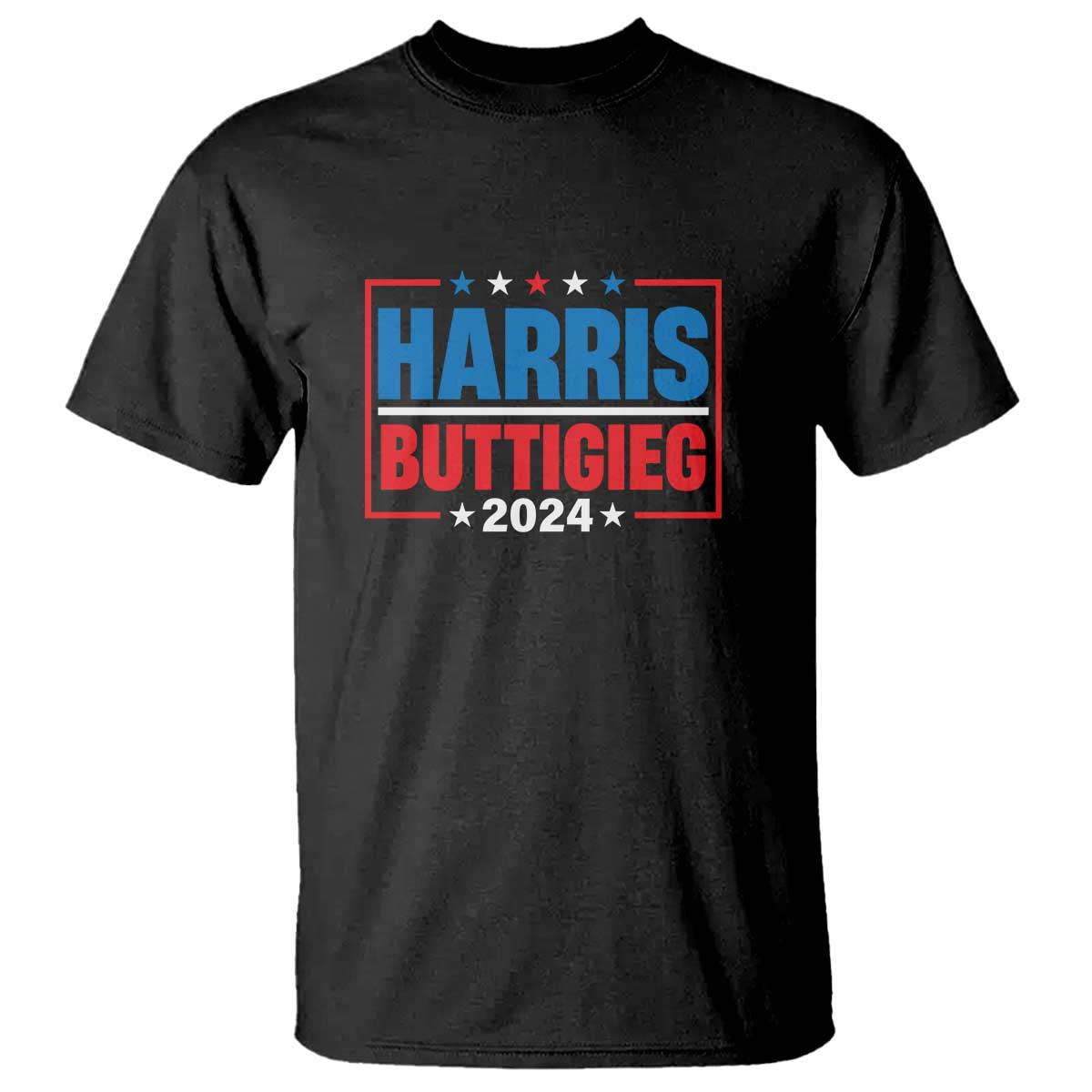 Harris Buttigieg 2024 T Shirt Presidential Election American Flag Star - Wonder Print Shop