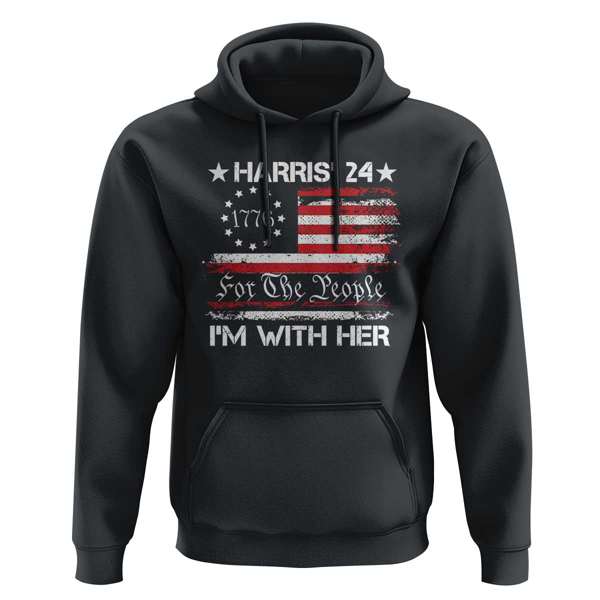 Harris'24 For The People I'm With Her Hoodie Vintage Betsy American Flag 2024 Election - Wonder Print Shop