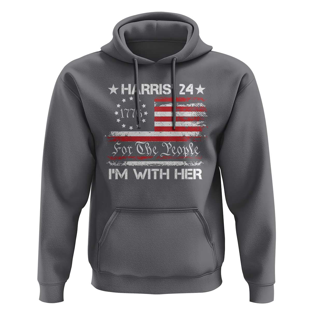 Harris'24 For The People I'm With Her Hoodie Vintage Betsy American Flag 2024 Election - Wonder Print Shop