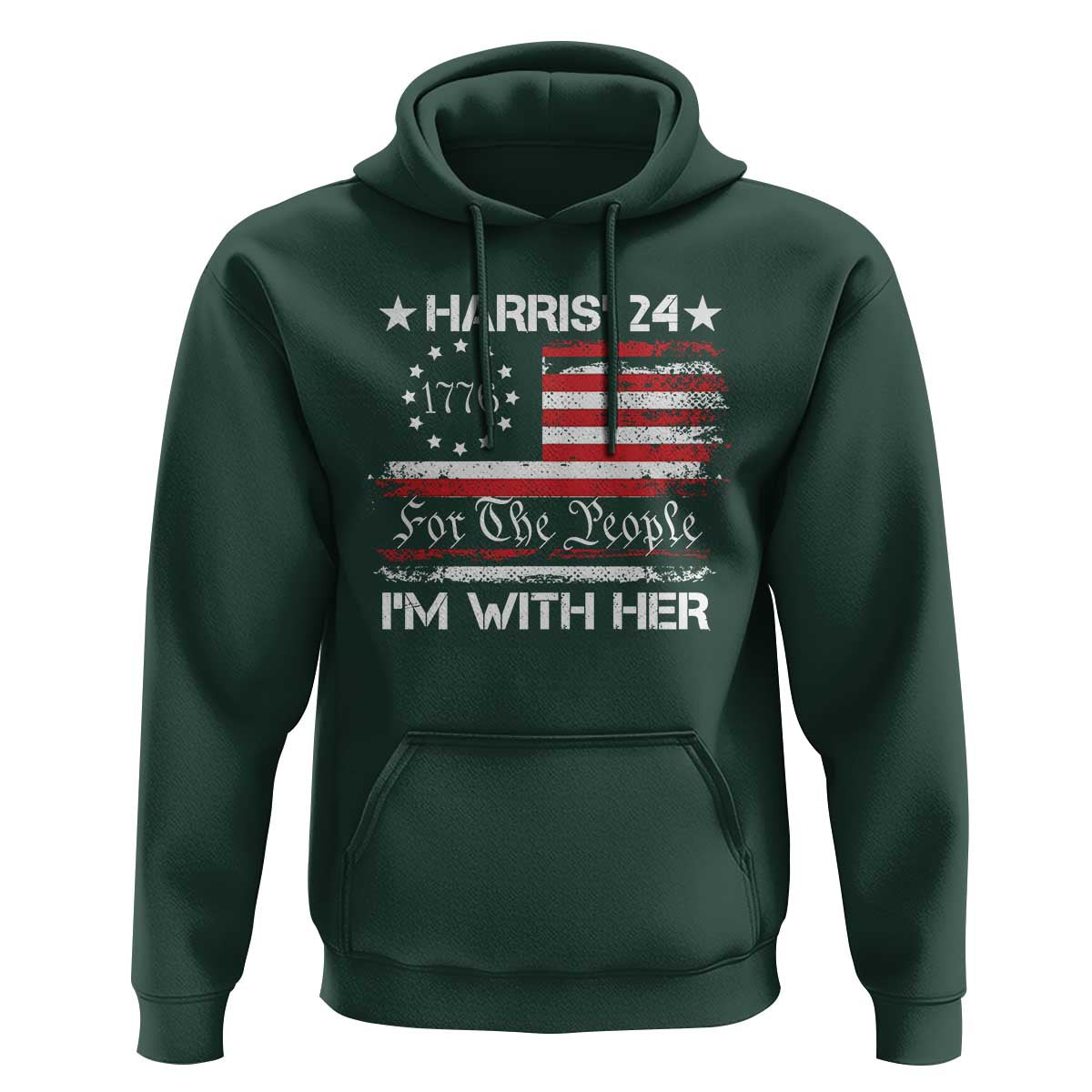 Harris'24 For The People I'm With Her Hoodie Vintage Betsy American Flag 2024 Election - Wonder Print Shop