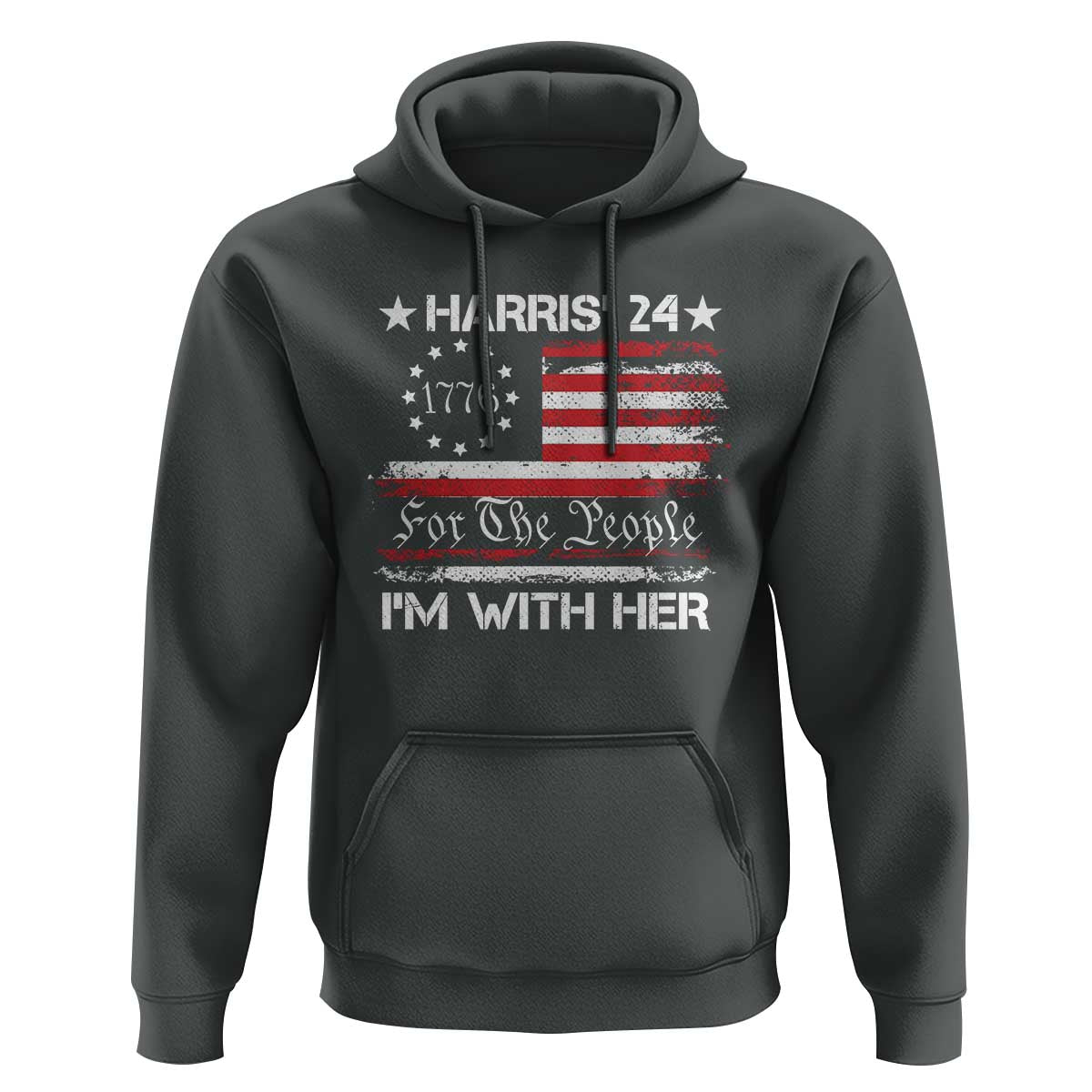 Harris'24 For The People I'm With Her Hoodie Vintage Betsy American Flag 2024 Election - Wonder Print Shop