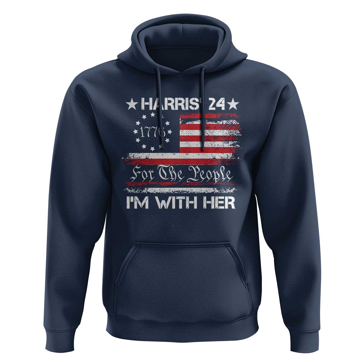 Harris'24 For The People I'm With Her Hoodie Vintage Betsy American Flag 2024 Election - Wonder Print Shop