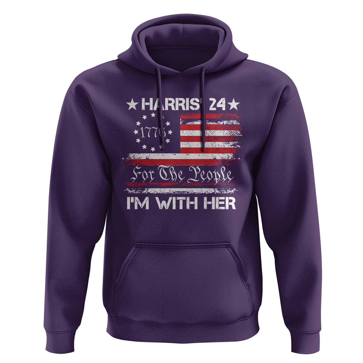 Harris'24 For The People I'm With Her Hoodie Vintage Betsy American Flag 2024 Election - Wonder Print Shop