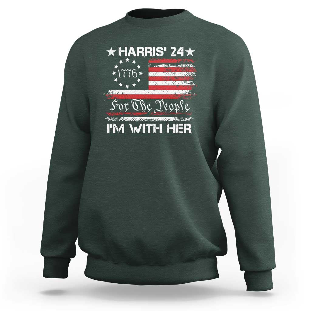 Harris'24 For The People I'm With Her Sweatshirt Vintage Betsy American Flag 2024 Election - Wonder Print Shop