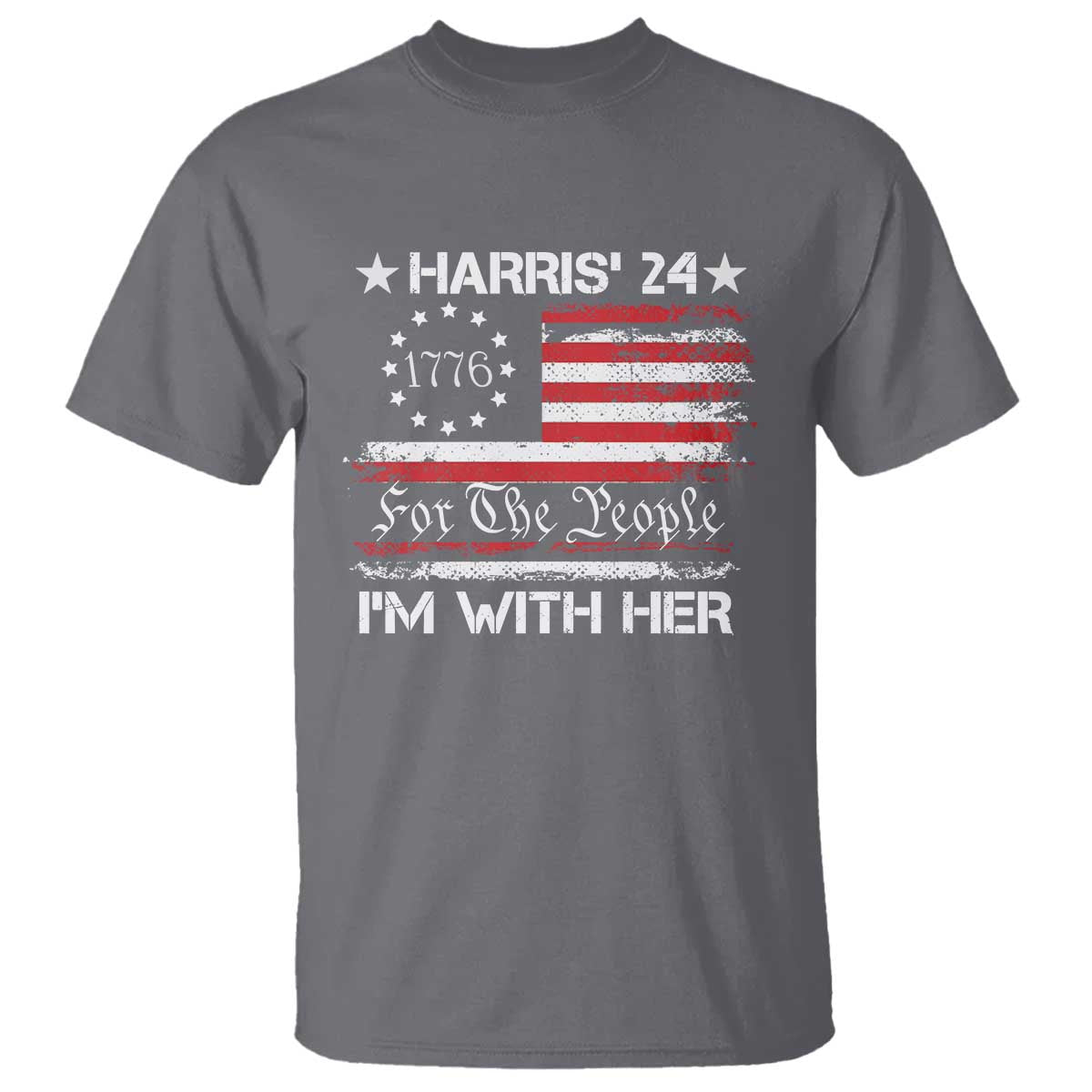 Harris'24 For The People I'm With Her T Shirt Vintage Betsy American Flag 2024 Election - Wonder Print Shop