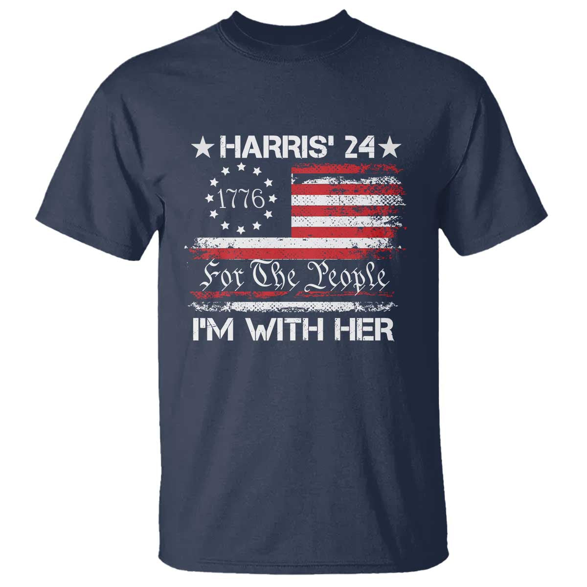 Harris'24 For The People I'm With Her T Shirt Vintage Betsy American Flag 2024 Election - Wonder Print Shop