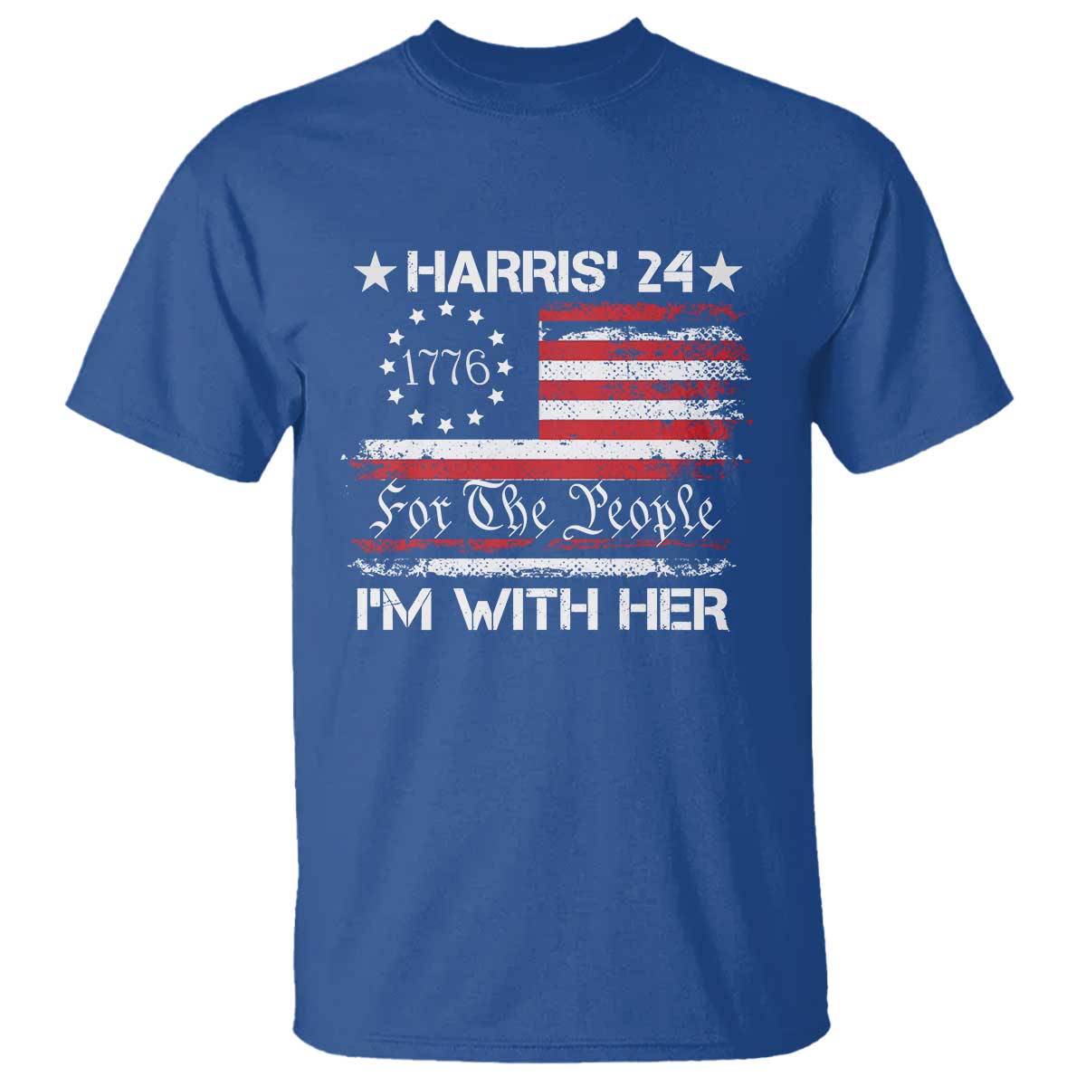 Harris'24 For The People I'm With Her T Shirt Vintage Betsy American Flag 2024 Election - Wonder Print Shop