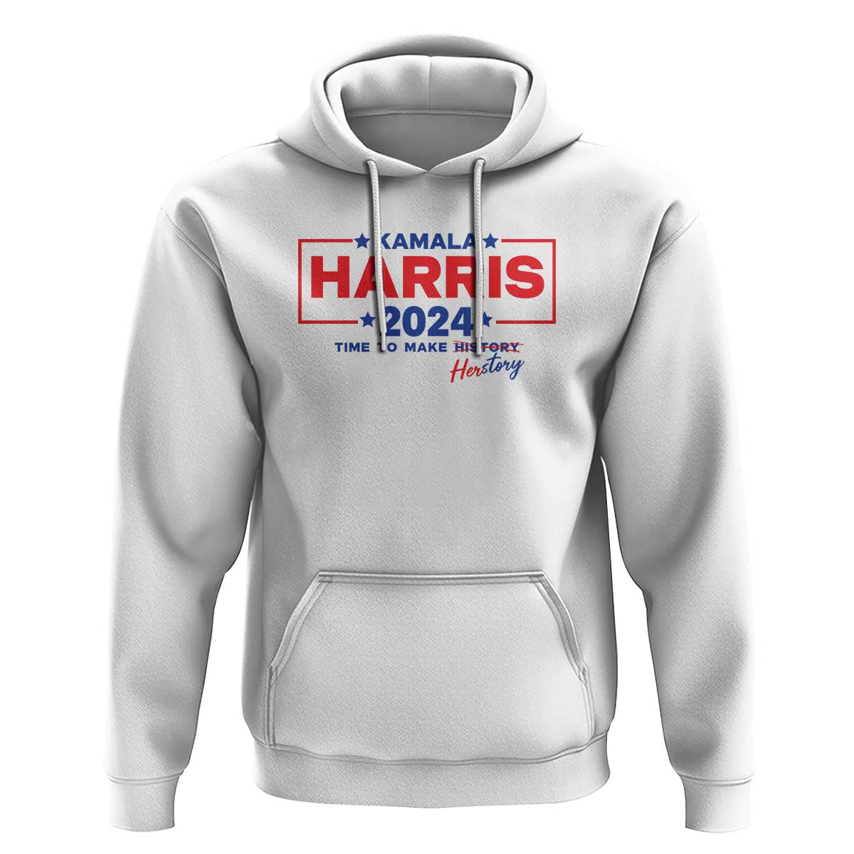 Harris 2024 Time To Make Herstory Hoodie American Flag Election Star - Wonder Print Shop