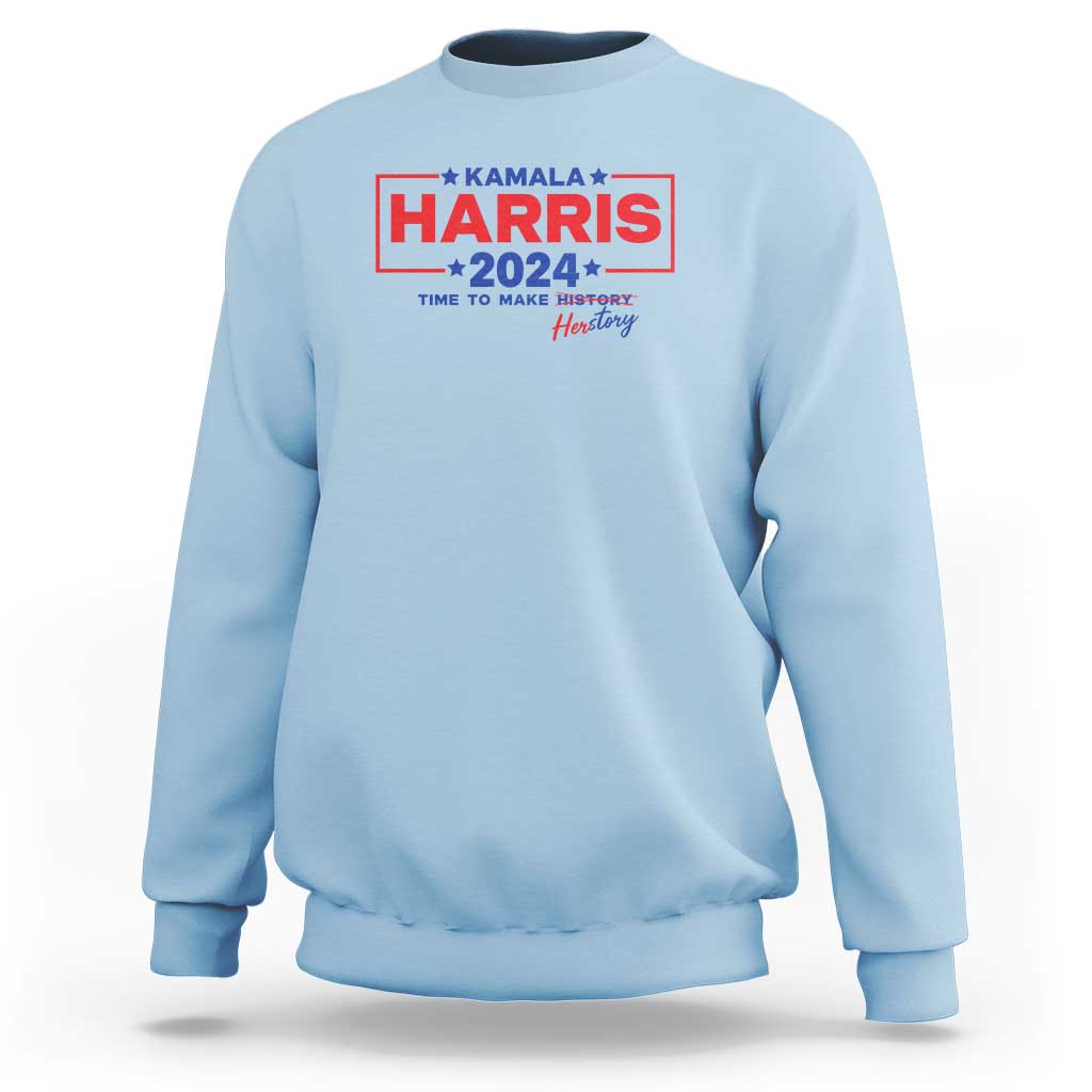 Harris 2024 Time To Make Herstory Sweatshirt American Flag Election Star - Wonder Print Shop