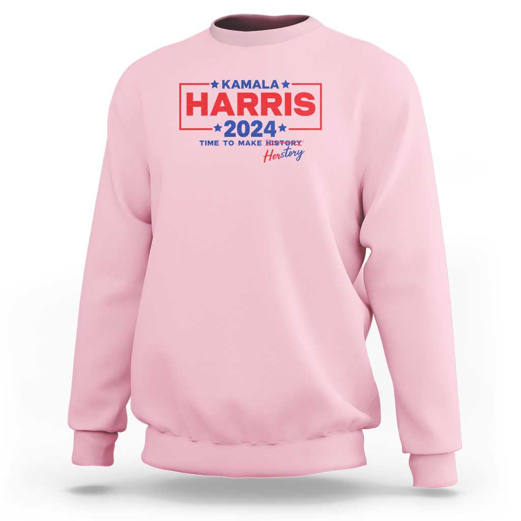 Harris 2024 Time To Make Herstory Sweatshirt American Flag Election Star - Wonder Print Shop
