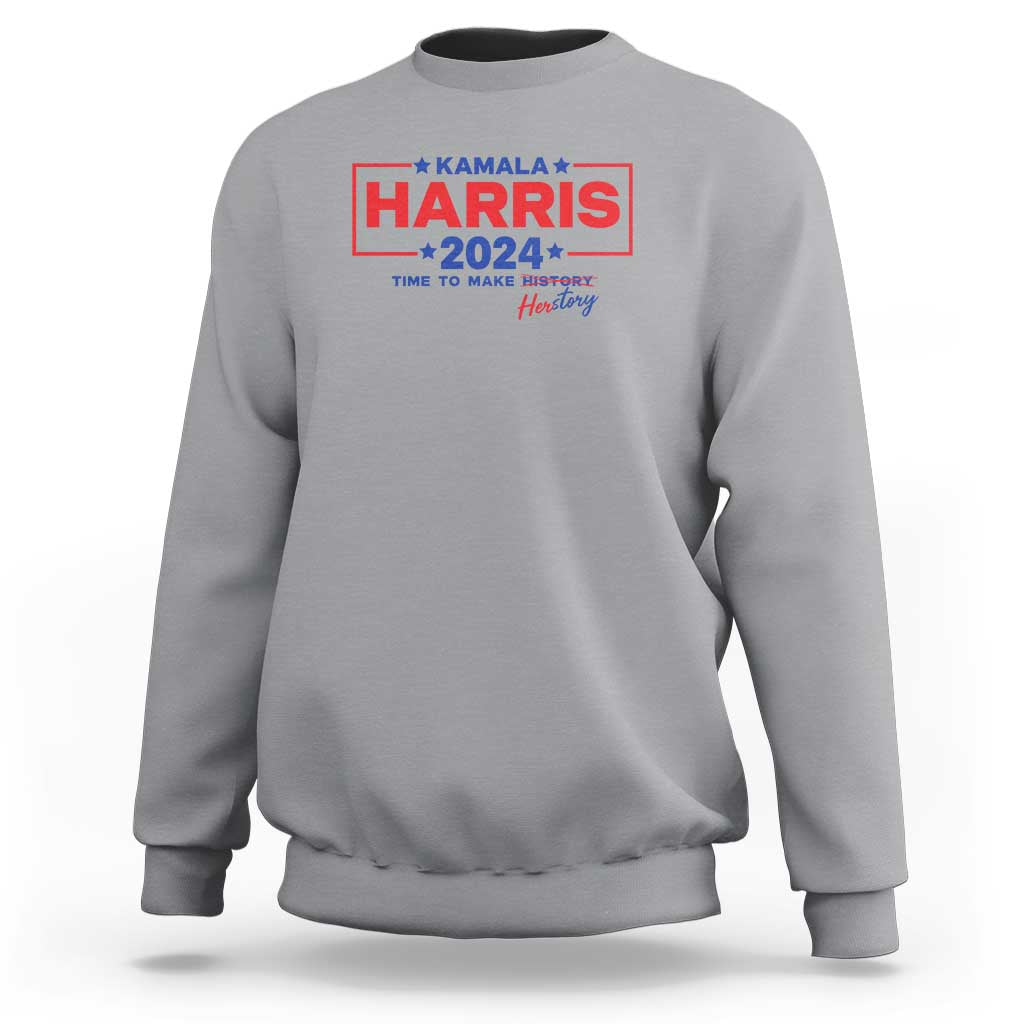 Harris 2024 Time To Make Herstory Sweatshirt American Flag Election Star - Wonder Print Shop