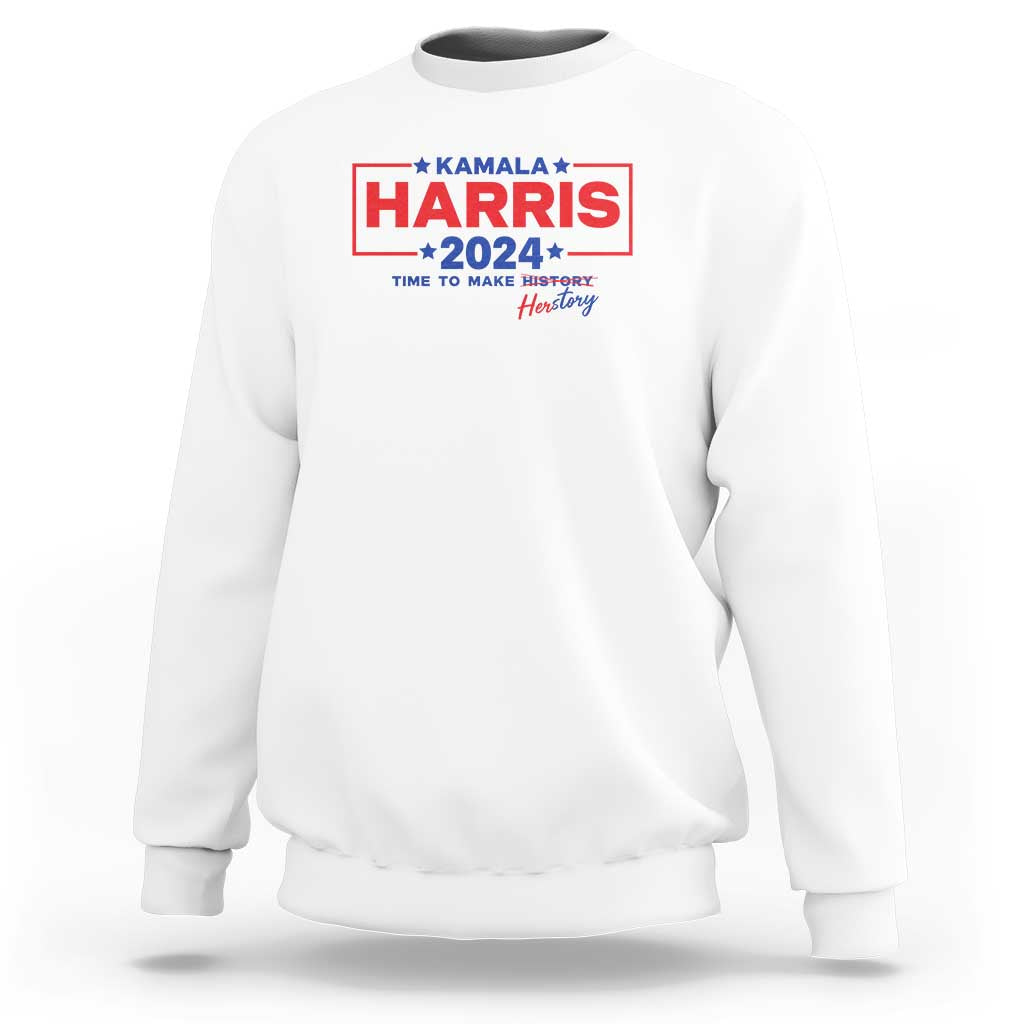 Harris 2024 Time To Make Herstory Sweatshirt American Flag Election Star - Wonder Print Shop