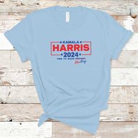 Harris 2024 Time To Make Herstory T Shirt American Flag Election Star - Wonder Print Shop