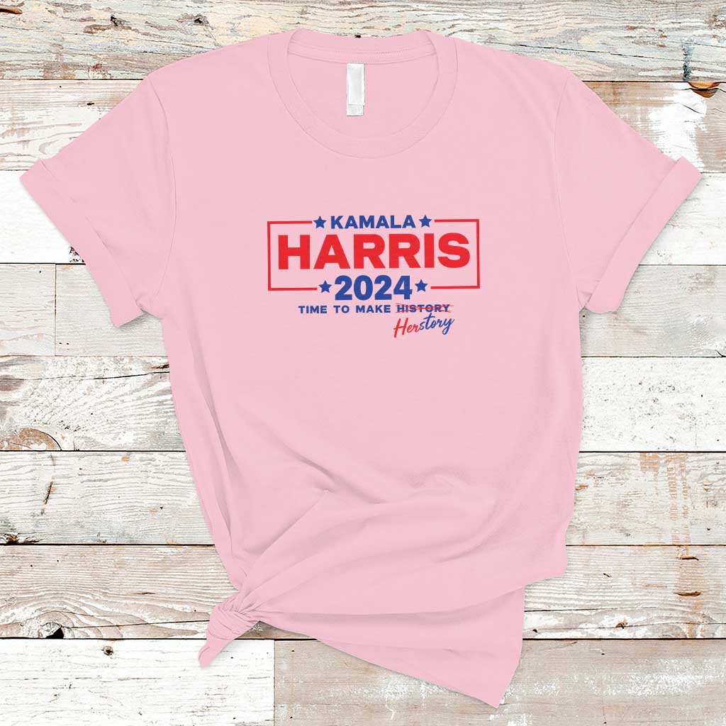 Harris 2024 Time To Make Herstory T Shirt American Flag Election Star - Wonder Print Shop