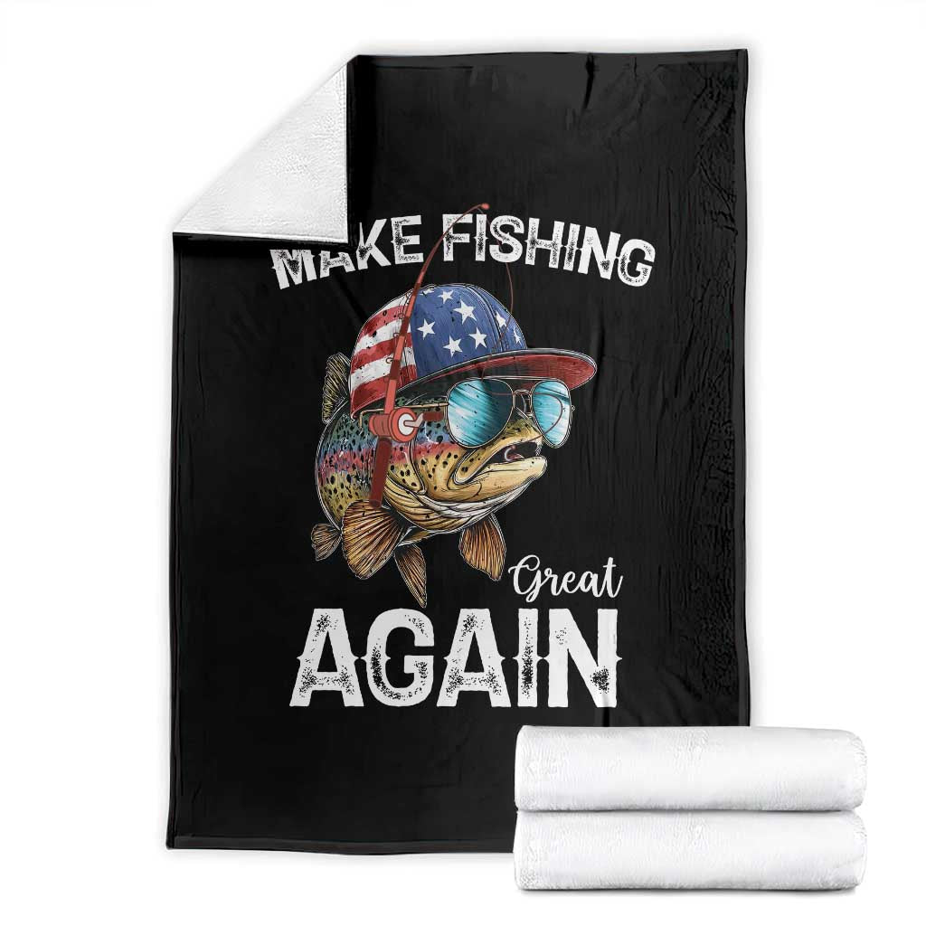 Funny Make Fishing Great Again Throw Blanket Bass Fishing - Wonder Print Shop