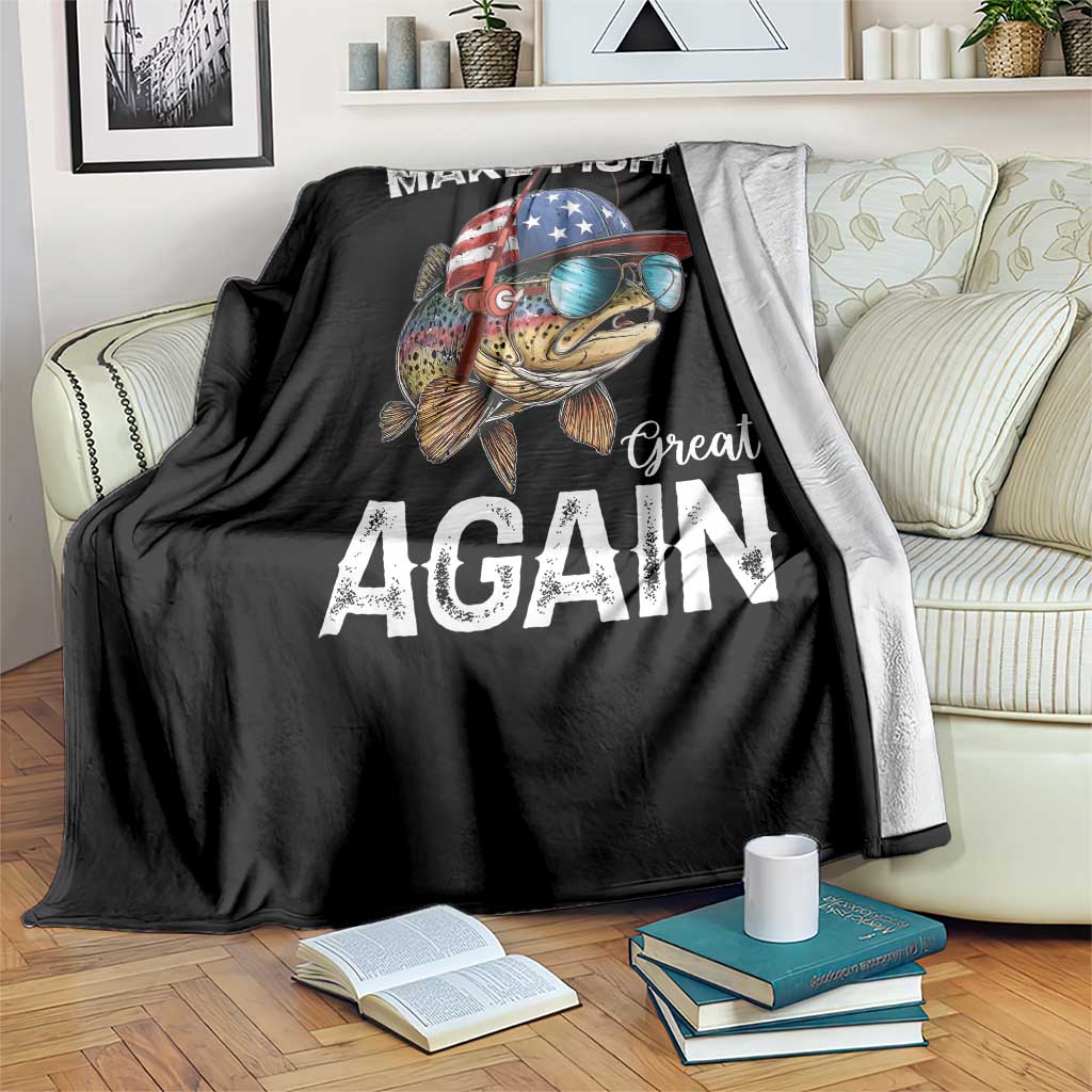 Funny Make Fishing Great Again Throw Blanket Bass Fishing - Wonder Print Shop