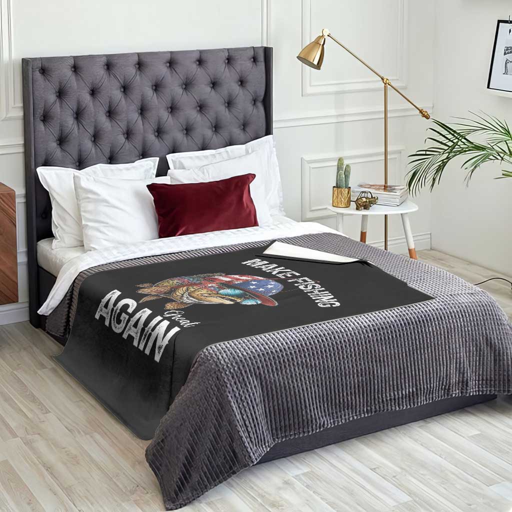 Funny Make Fishing Great Again Throw Blanket Bass Fishing - Wonder Print Shop