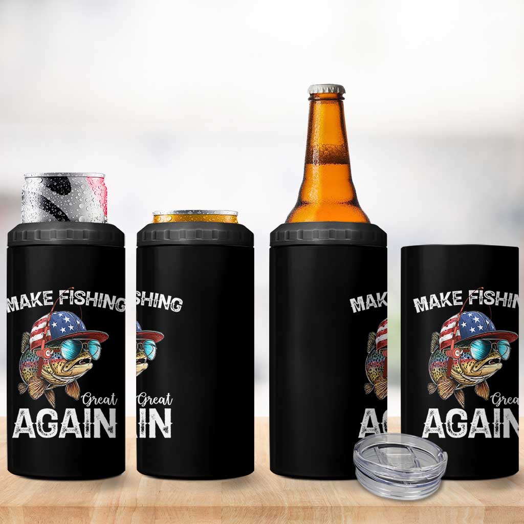 Funny Make Fishing Great Again 4 in 1 Can Cooler Tumbler Bass Fishing - Wonder Print Shop