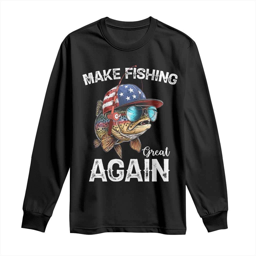 Funny Make Fishing Great Again Long Sleeve Shirt Bass Fishing - Wonder Print Shop