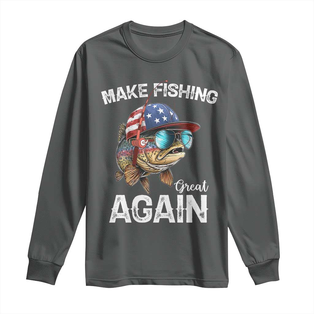 Funny Make Fishing Great Again Long Sleeve Shirt Bass Fishing - Wonder Print Shop