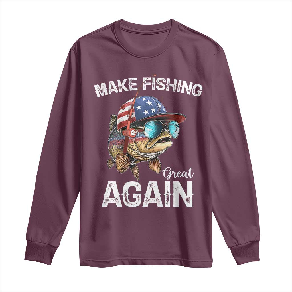 Funny Make Fishing Great Again Long Sleeve Shirt Bass Fishing - Wonder Print Shop