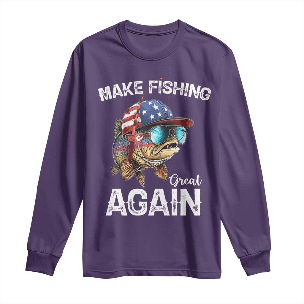 Funny Make Fishing Great Again Long Sleeve Shirt Bass Fishing - Wonder Print Shop
