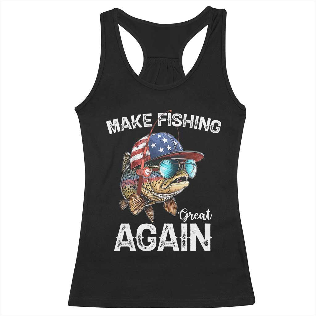 Funny Make Fishing Great Again Racerback Tank Top Bass Fishing - Wonder Print Shop