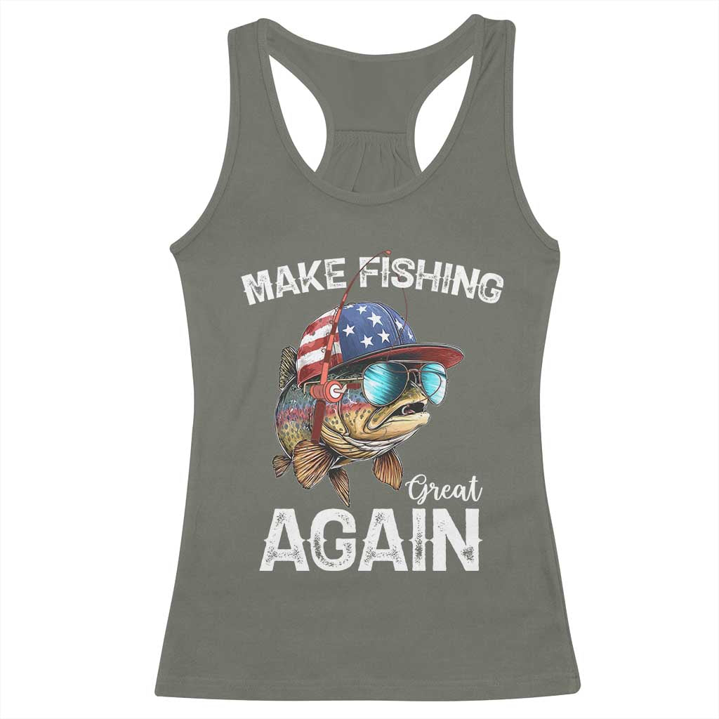 Funny Make Fishing Great Again Racerback Tank Top Bass Fishing - Wonder Print Shop