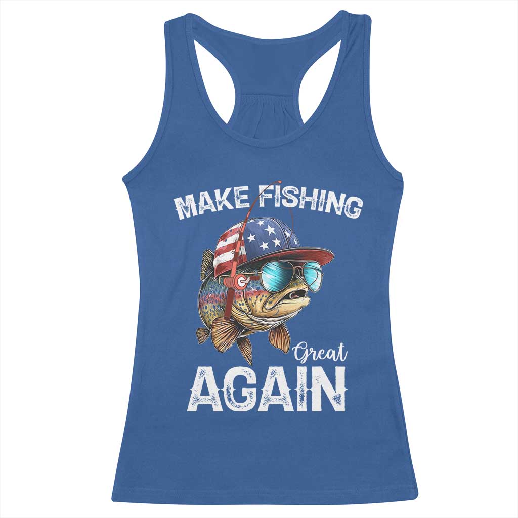 Funny Make Fishing Great Again Racerback Tank Top Bass Fishing - Wonder Print Shop