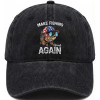 Funny Make Fishing Great Again Washed Cotton Baseball Cap Bass Fishing