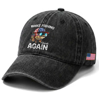 Funny Make Fishing Great Again Washed Cotton Baseball Cap Bass Fishing