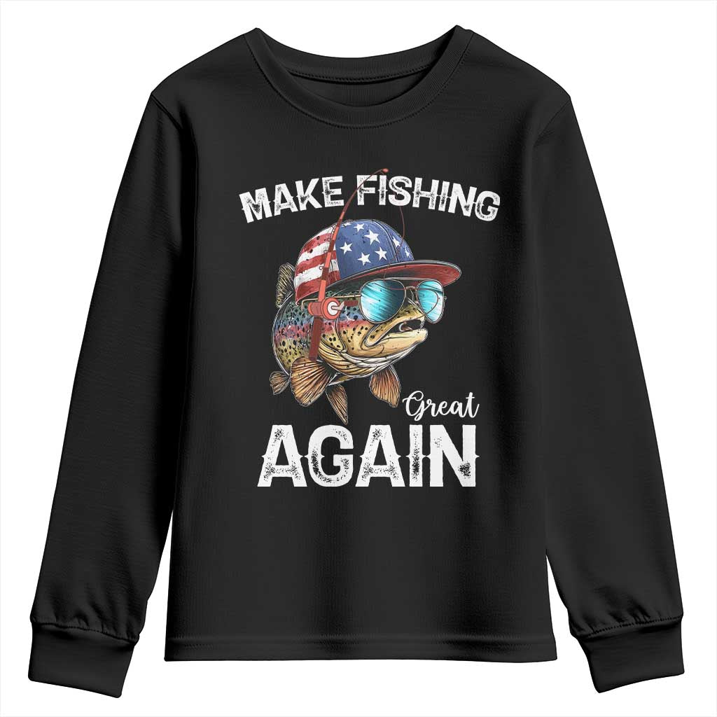 Funny Make Fishing Great Again Youth Sweatshirt Bass Fishing - Wonder Print Shop