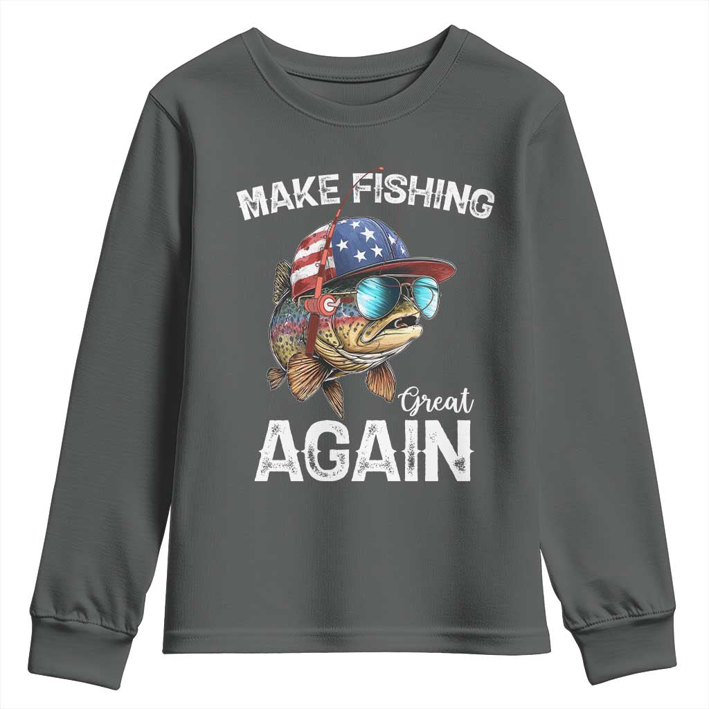 Funny Make Fishing Great Again Youth Sweatshirt Bass Fishing - Wonder Print Shop