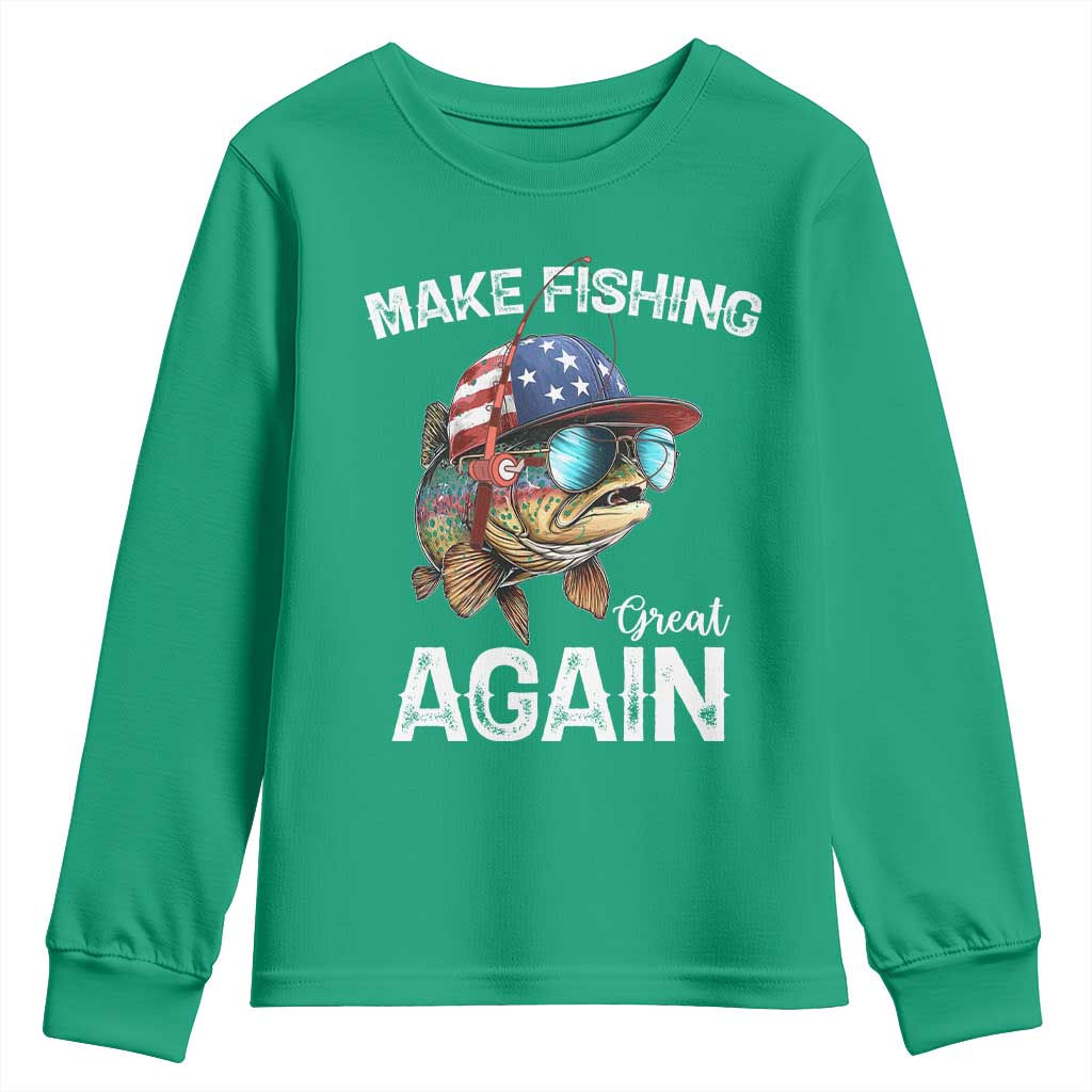 Funny Make Fishing Great Again Youth Sweatshirt Bass Fishing - Wonder Print Shop
