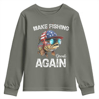Funny Make Fishing Great Again Youth Sweatshirt Bass Fishing - Wonder Print Shop