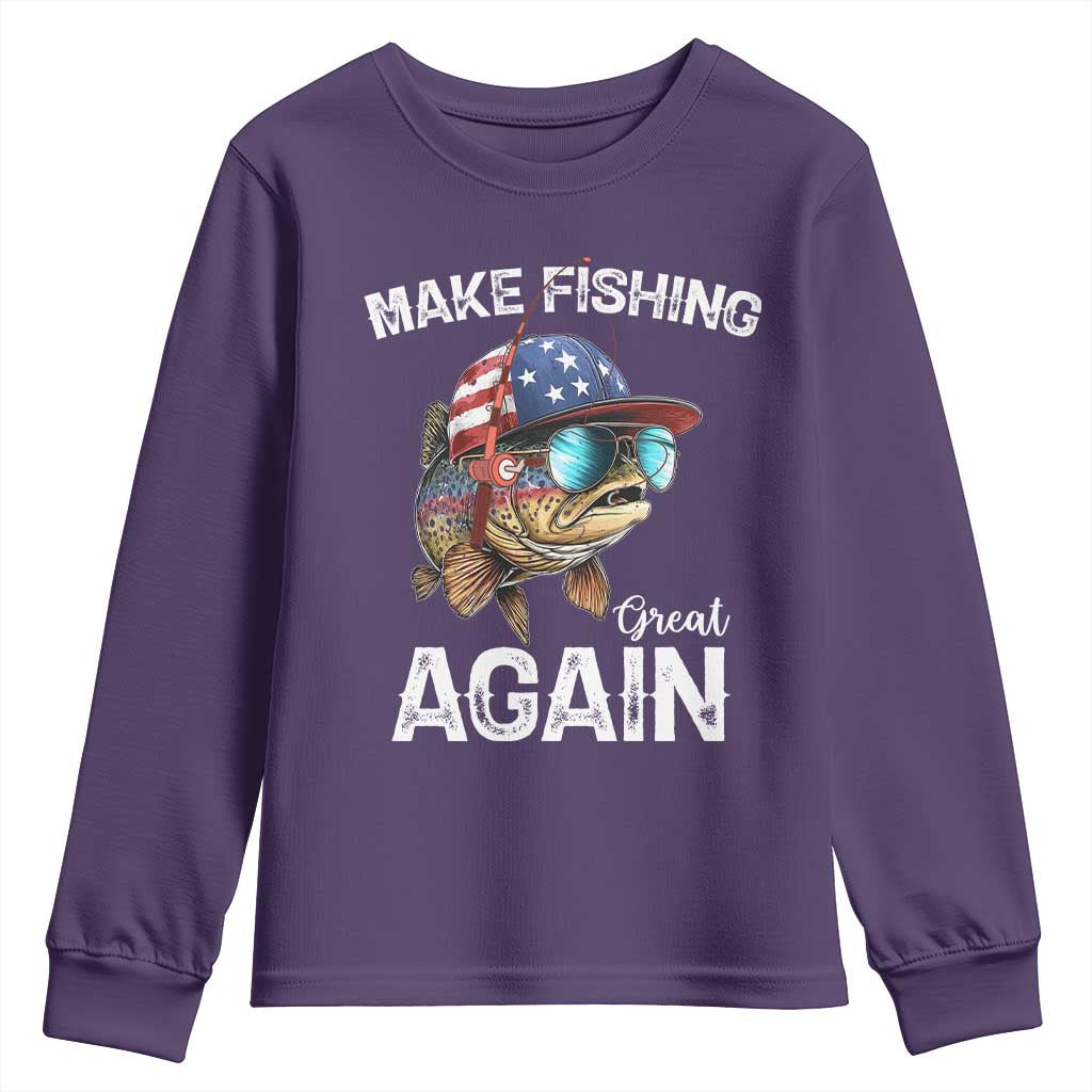 Funny Make Fishing Great Again Youth Sweatshirt Bass Fishing - Wonder Print Shop