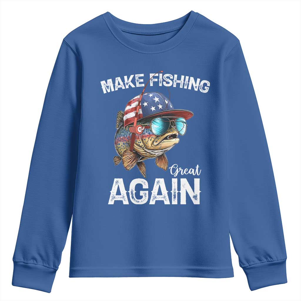 Funny Make Fishing Great Again Youth Sweatshirt Bass Fishing - Wonder Print Shop