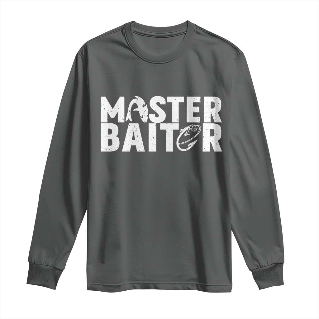 Funny Master Baiter Long Sleeve Shirt Fishing Fisherman Adult Jokes Father's Day - Wonder Print Shop